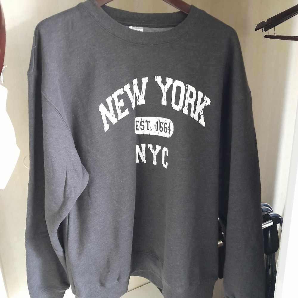 Grey New York City sweatshirt, thick cotton, x large, unisex
